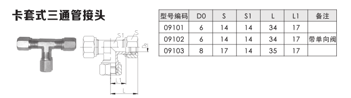 卡套式三通管接头